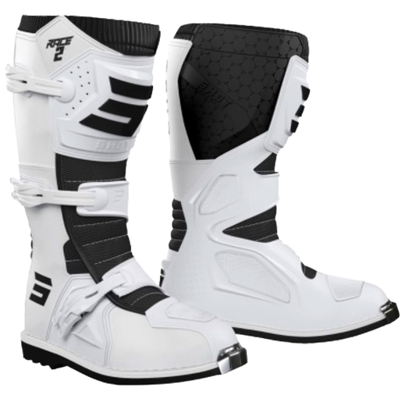 Bottes de motocross Shot Race 2 noires et blanches