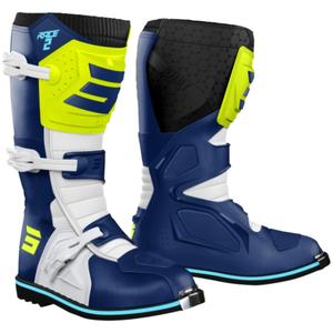 Bottes de moto Shot Race 2 bleu-blanc-jaune fluo