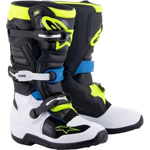 Bottes moto enfant Alpinestars Tech 7 S noir-blanc-jaune fluo-bleu