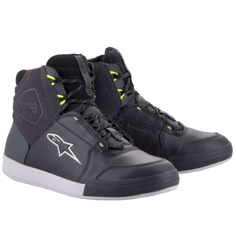 Bottes de moto Alpinestars Chrome Drystar Noir-Gris-Jaune fluo