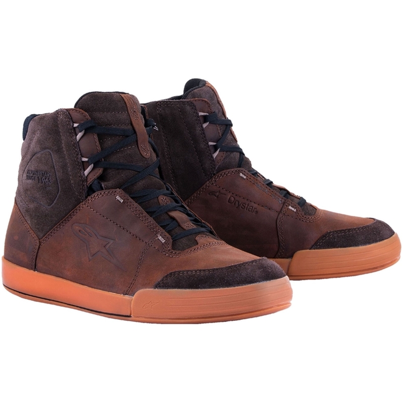Bottes de moto Alpinestars Chrome Crafted Drystar en caoutchouc marron