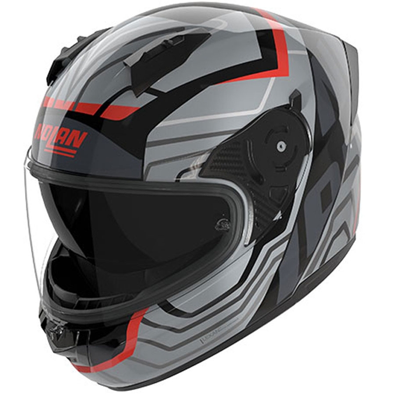 Casque intégral de moto Nolan N60-6 Eclettico 351 gris-noir-rouge