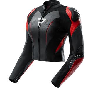 Blouson de moto en cuir pour femme Rebelhorn Diva RS noir et rouge