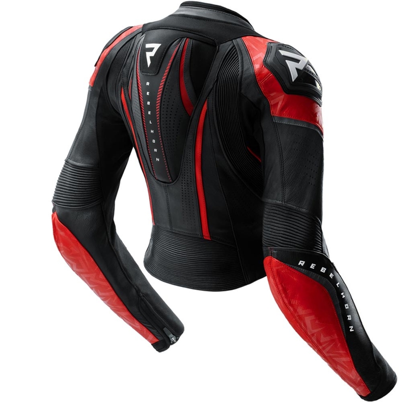 Blouson de moto en cuir pour femme Rebelhorn Diva RS noir et rouge