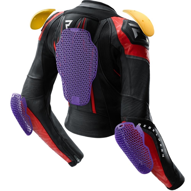 Blouson de moto en cuir pour femme Rebelhorn Diva RS noir et rouge