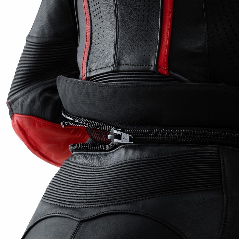 Blouson de moto en cuir pour femme Rebelhorn Diva RS noir et rouge