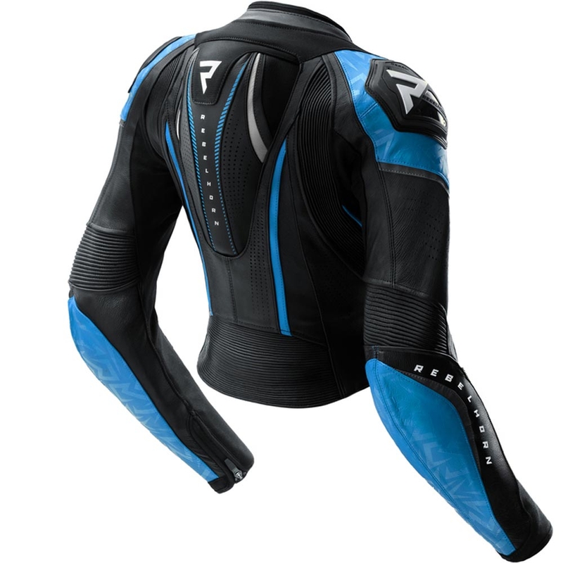Blouson de moto en cuir pour femme Rebelhorn Diva RS noir-bleu