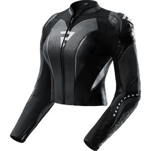 Blouson de moto en cuir pour femme Rebelhorn Diva RS noir et blanc