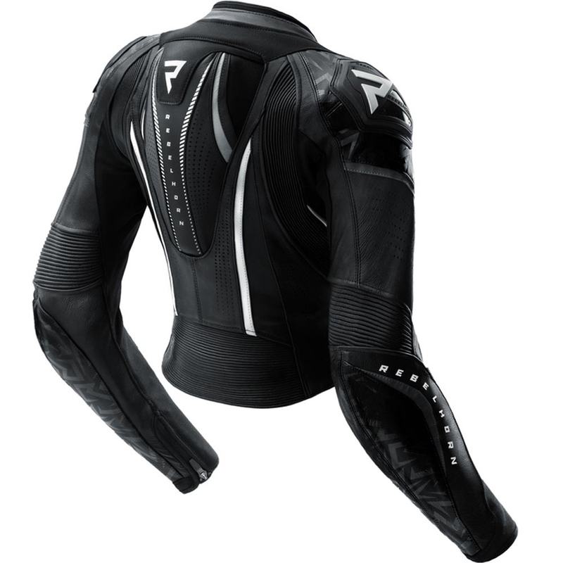 Blouson de moto en cuir pour femme Rebelhorn Diva RS noir et blanc