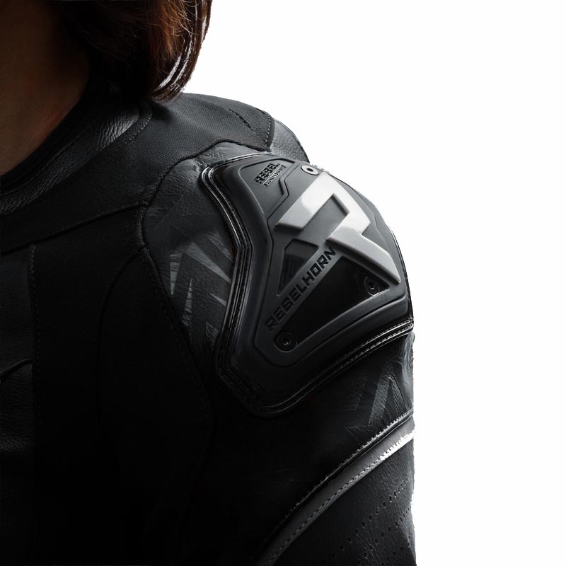 Blouson de moto en cuir pour femme Rebelhorn Diva RS noir et blanc