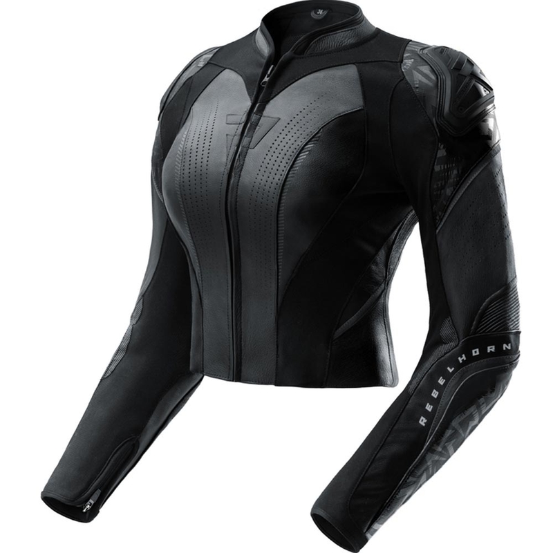 Blouson de moto en cuir pour femme Rebelhorn Diva RS noir