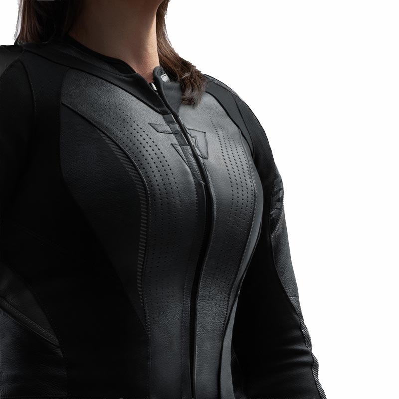 Blouson de moto en cuir pour femme Rebelhorn Diva RS noir