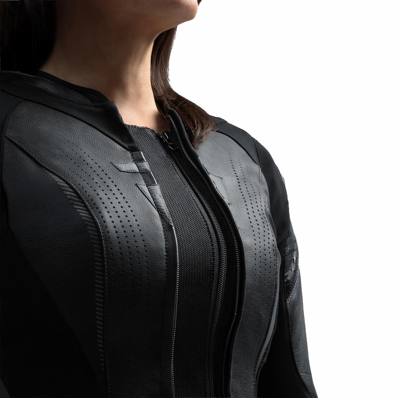 Blouson de moto en cuir pour femme Rebelhorn Diva RS noir