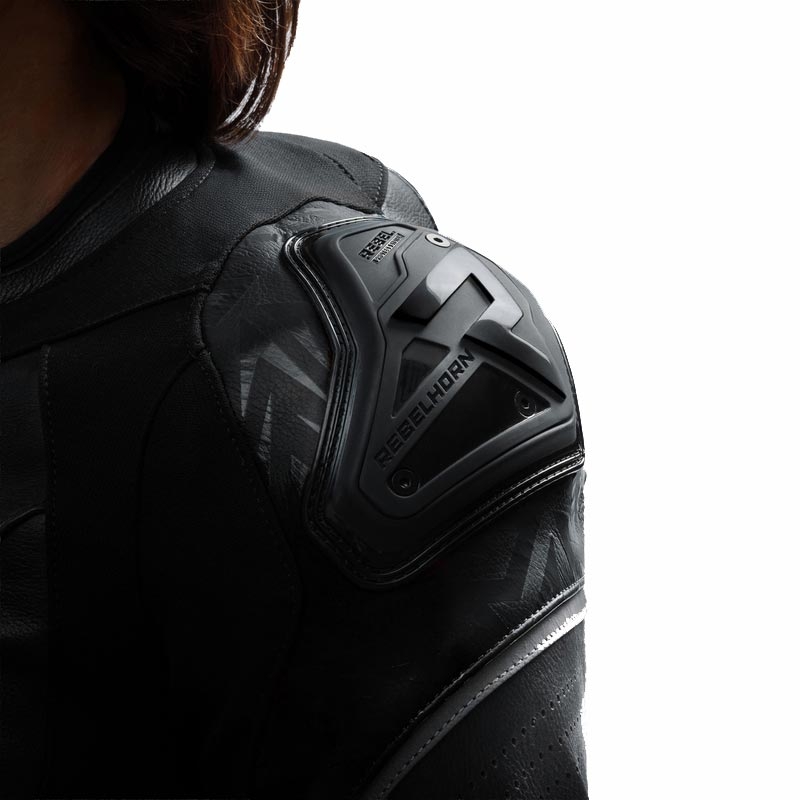 Blouson de moto en cuir pour femme Rebelhorn Diva RS noir