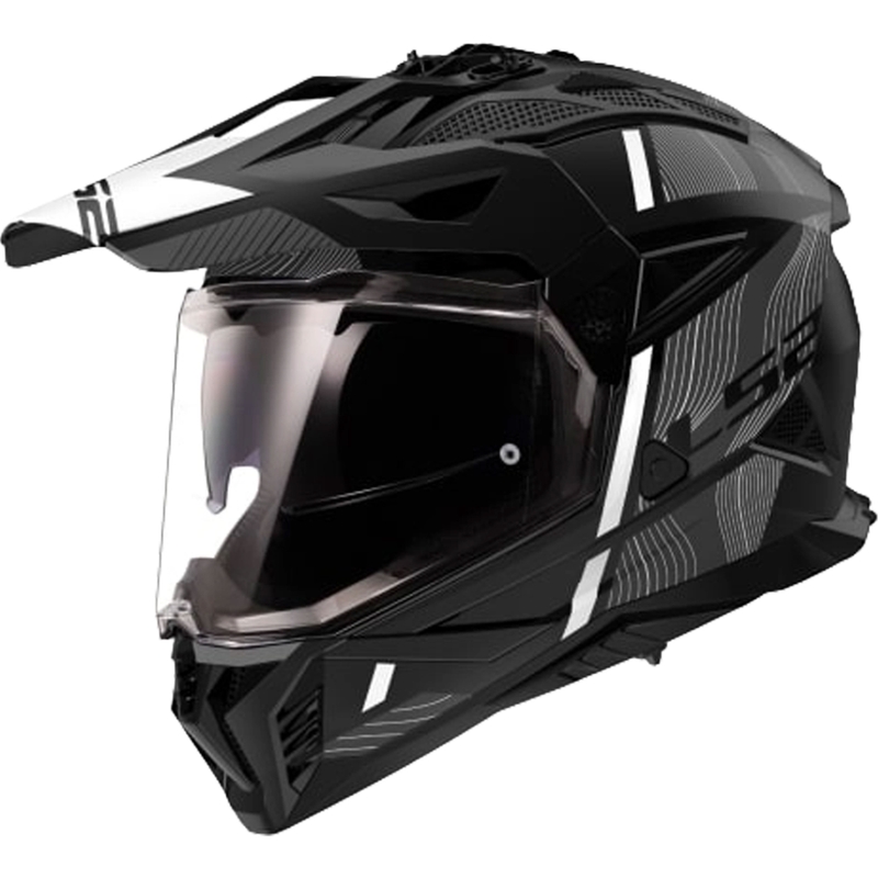 Casque moto enduro LS2 MX702 PIONEER II HILL noir et blanc mat