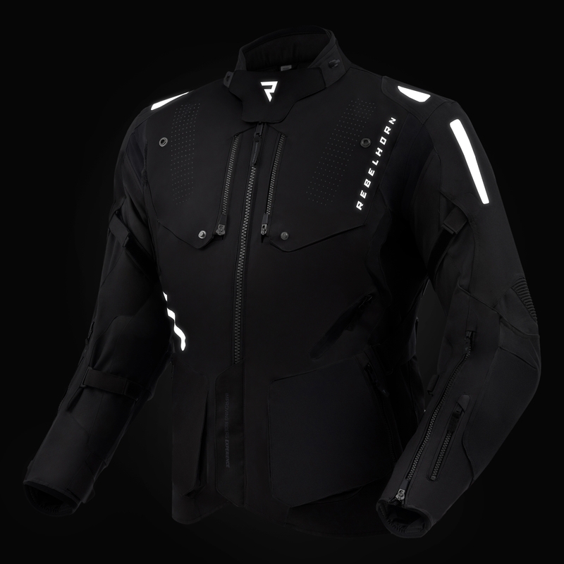 Blouson de moto Rebelhorn Hiker IV noir-gris foncé-rouge