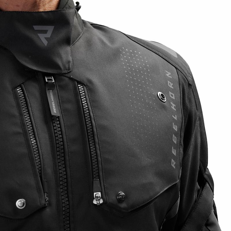 Blouson de moto Rebelhorn Hiker IV noir-gris foncé-rouge
