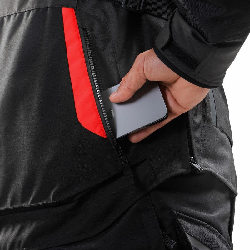 Blouson de moto Rebelhorn Hiker IV noir-gris foncé-rouge