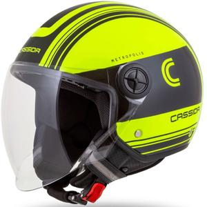 Casque de moto ouvert Cassida Handy Metropolis Safety jaune fluo-noir-gris réfléchissant