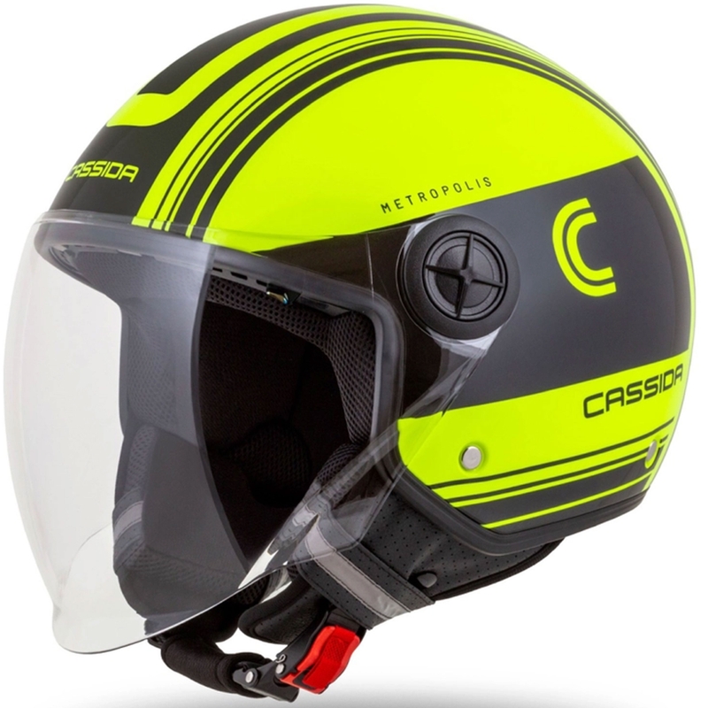 Casque de moto ouvert Cassida Handy Metropolis Safety jaune fluo-noir-gris réfléchissant