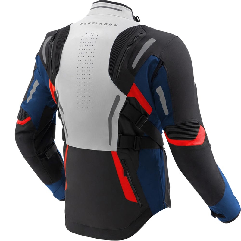 Blouson de moto Rebelhorn Hiker IV gris clair-bleu-rouge