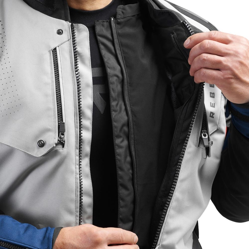 Blouson de moto Rebelhorn Hiker IV gris clair-bleu-rouge