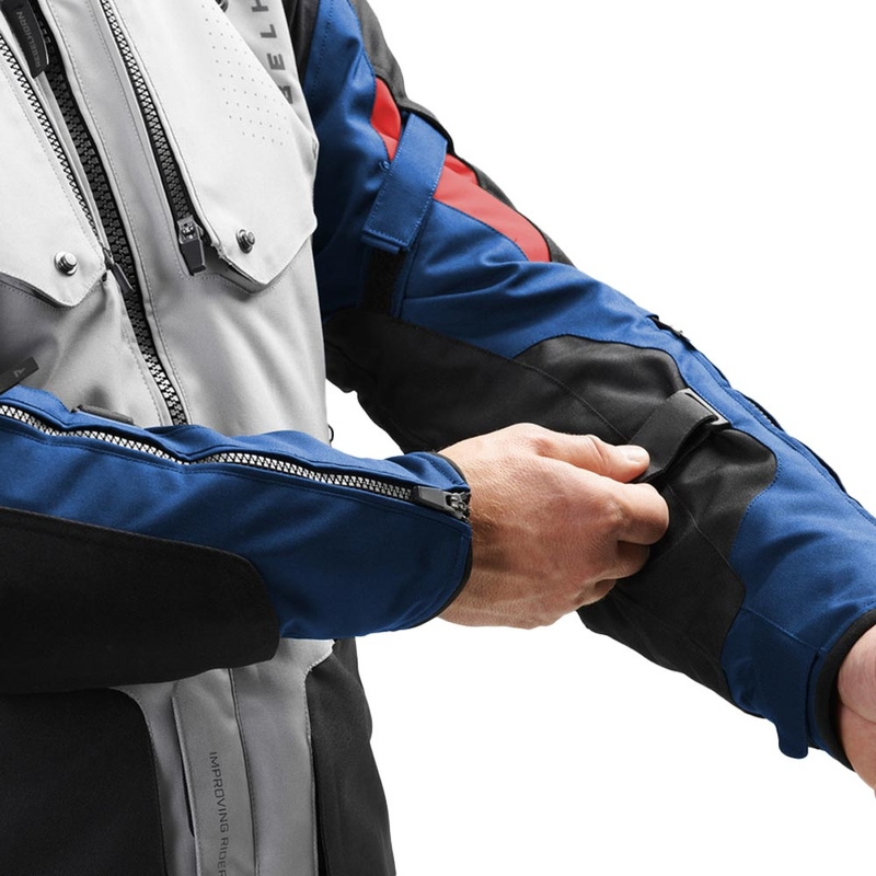 Blouson de moto Rebelhorn Hiker IV gris clair-bleu-rouge