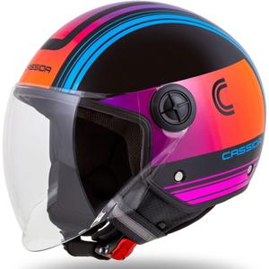 Casque moto ouvert Cassida Handy Metropolis noir-turquoise dégradé