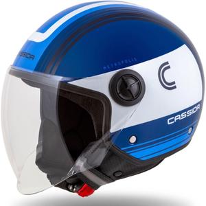 Casque moto ouvert Cassida Handy Metropolis bleu et blanc