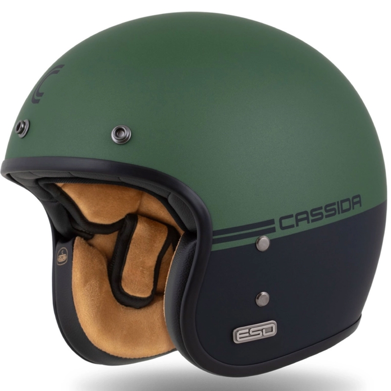 Casque jet Cassida Eso Super Hooligan noir mat-vert métallisé