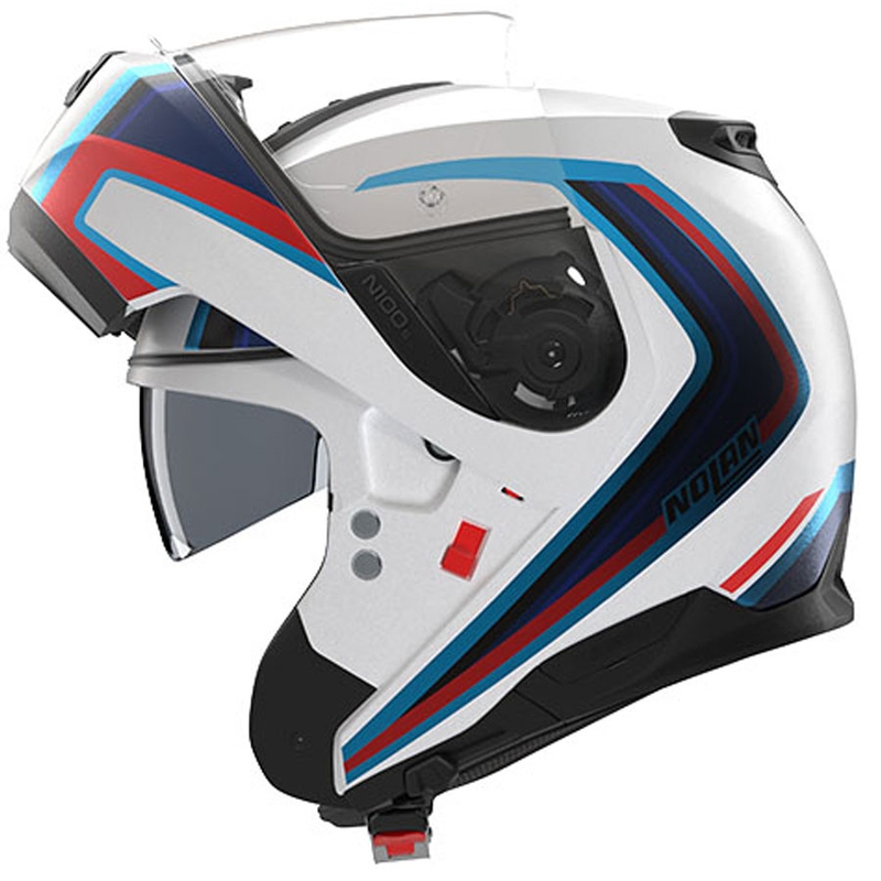 Casque de moto modulable Nolan N100-6 Radiante N-COM 358 blanc-gris-bleu