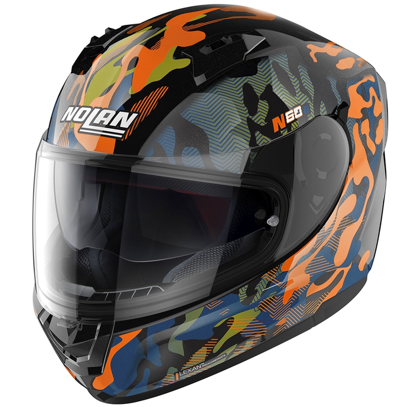 Casque intégral de moto Nolan N60-6 Foxtrot 34 noir-orange-bleu