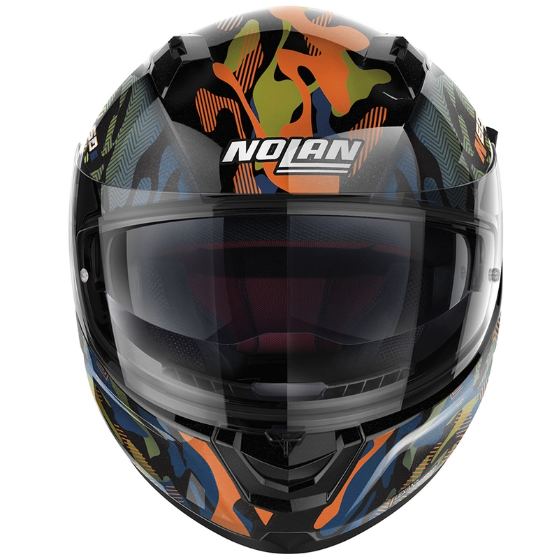 Casque intégral de moto Nolan N60-6 Foxtrot 34 noir-orange-bleu