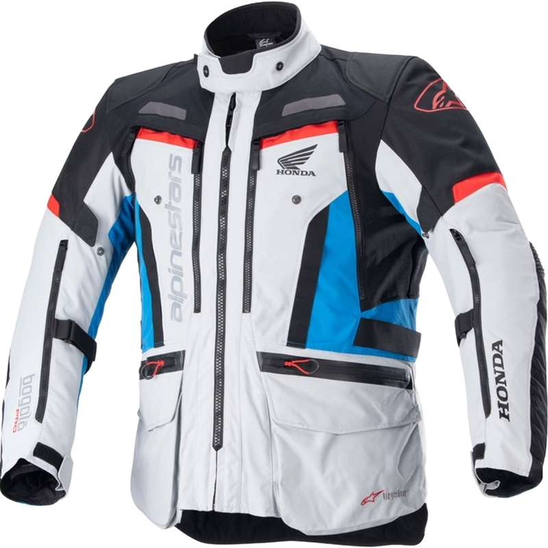Blouson moto Alpinestars Bogota PRO Drystar Honda gris clair-rouge fluo-bleu-noir
