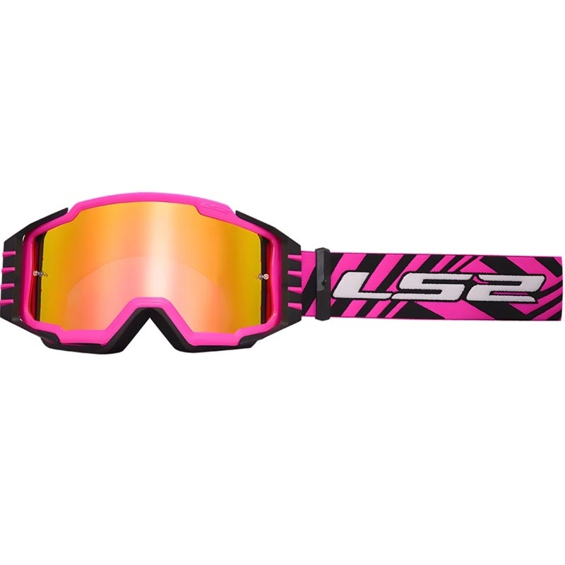 Lunettes de motocross LS2 Charger PRO roses avec verres en plexiglas iridium