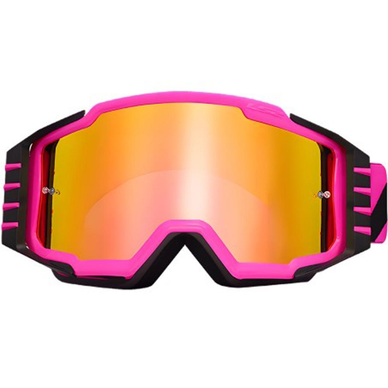 Lunettes de motocross LS2 Charger PRO roses avec verres en plexiglas iridium