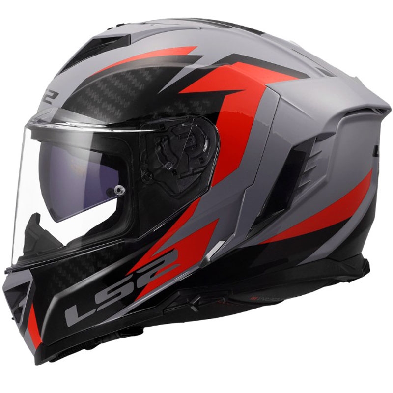 Casque intégral de moto LS2 FF818 Storm III Dynamo gris-rouge brillant