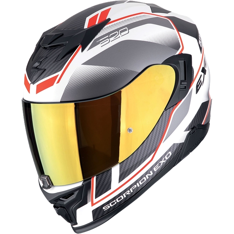 Casque moto intégral Scorpion EXO-520 EVO AIR LENA blanc mat-argent-rouge soldes