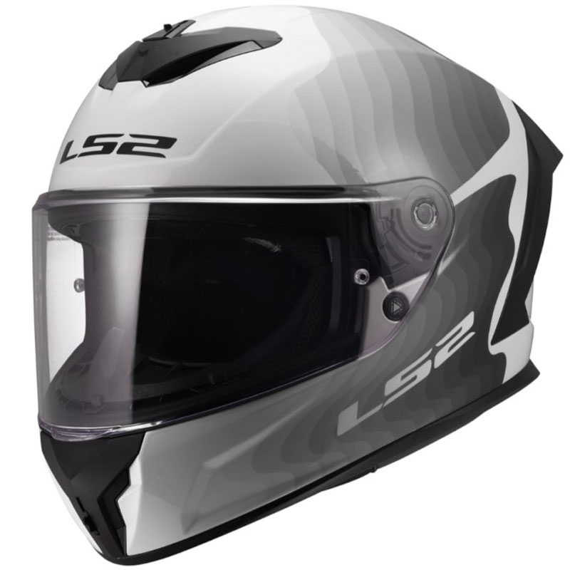 Casque intégral de moto LS2 FF820 Rapid III Flow blanc-gris brillant