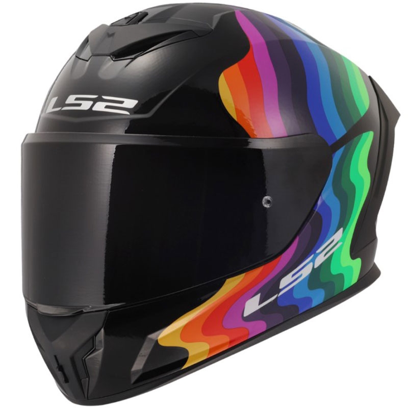 Casque intégral de moto LS2 FF820 Rapid III Flow noir brillant multicolore