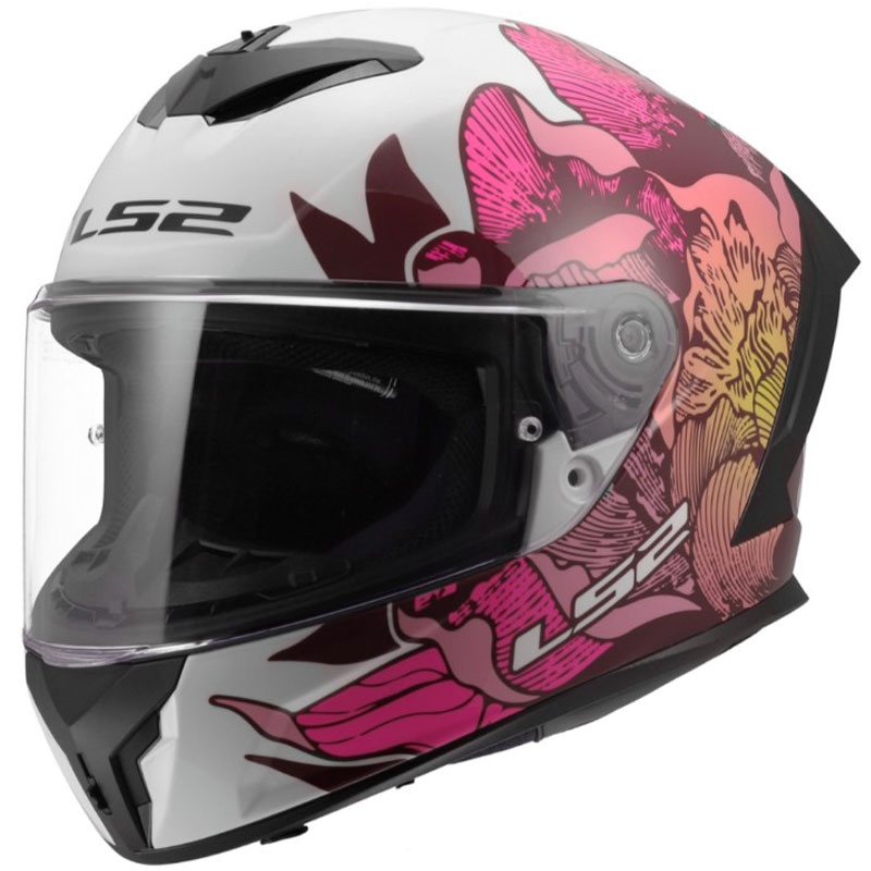 Casque intégral de moto LS2 FF820 Rapid III Poppies II blanc-rose brillant