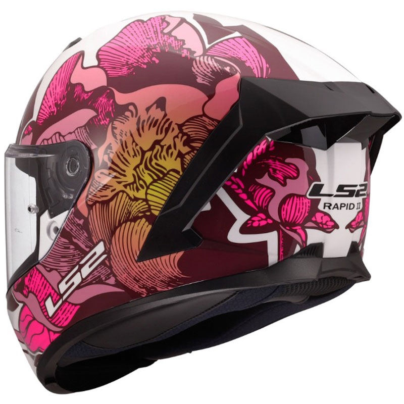 Casque intégral de moto LS2 FF820 Rapid III Poppies II blanc-rose brillant