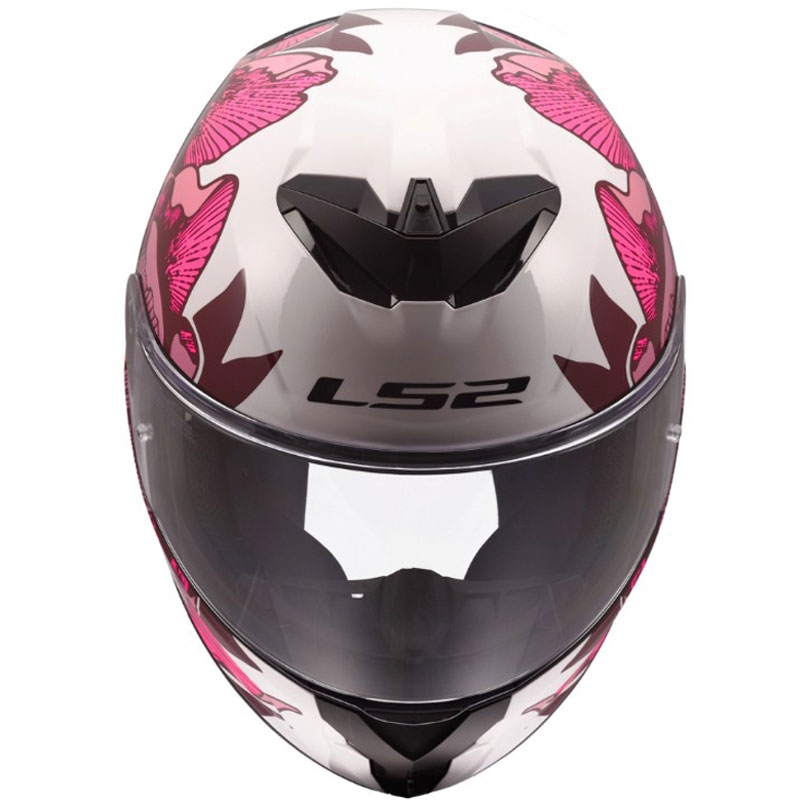 Casque intégral de moto LS2 FF820 Rapid III Poppies II blanc-rose brillant
