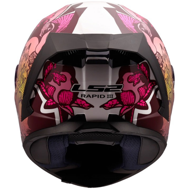 Casque intégral de moto LS2 FF820 Rapid III Poppies II blanc-rose brillant