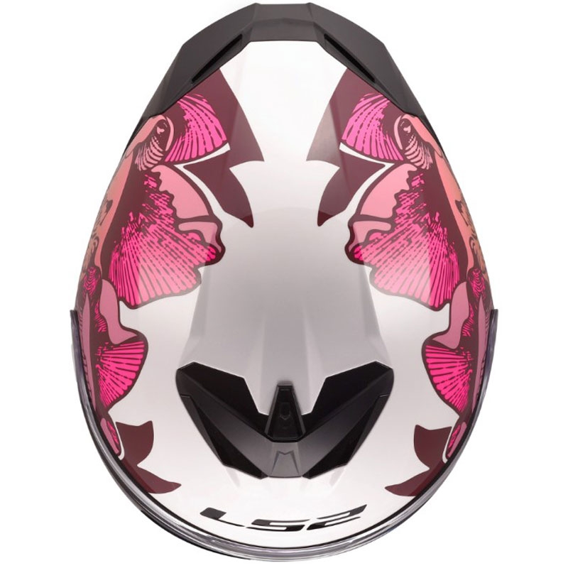 Casque intégral de moto LS2 FF820 Rapid III Poppies II blanc-rose brillant