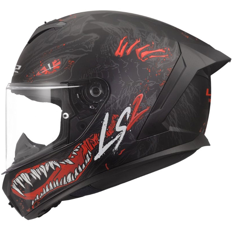 Casque intégral de moto LS2 FF820 Rapid III Kaiju II noir mat-rouge-blanc