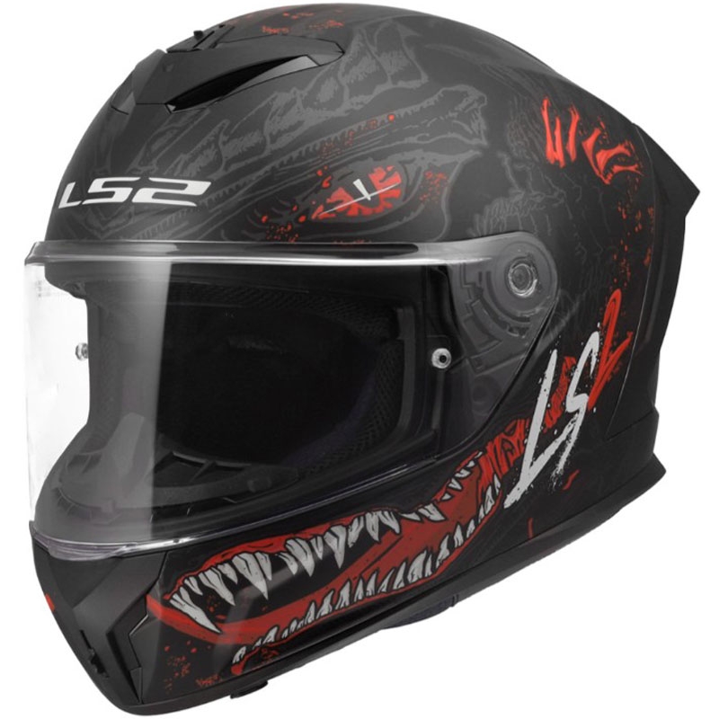 Casque intégral de moto LS2 FF820 Rapid III Kaiju II noir mat-rouge-blanc