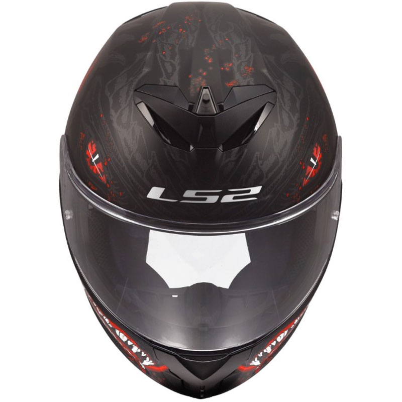 Casque intégral de moto LS2 FF820 Rapid III Kaiju II noir mat-rouge-blanc