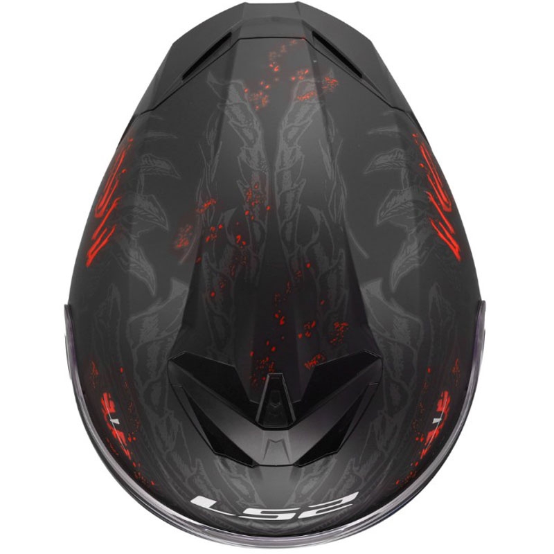 Casque intégral de moto LS2 FF820 Rapid III Kaiju II noir mat-rouge-blanc