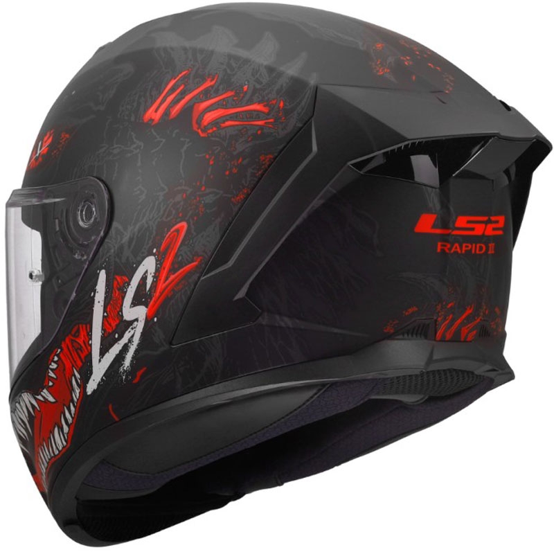 Casque intégral de moto LS2 FF820 Rapid III Kaiju II noir mat-rouge-blanc